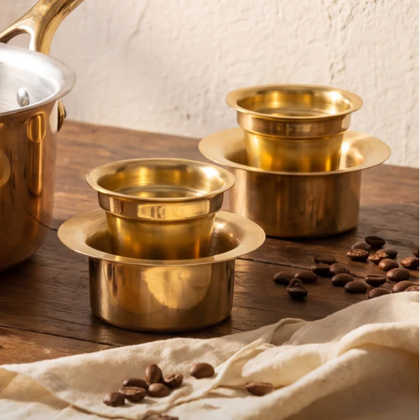 Brass Davara Coffee Serving set in Gift Box (Set of 2) - Image 10