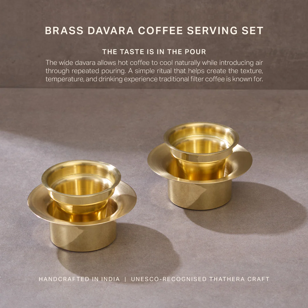 Brass Davara Coffee Serving set in Gift Box (Set of 2) - Image 6