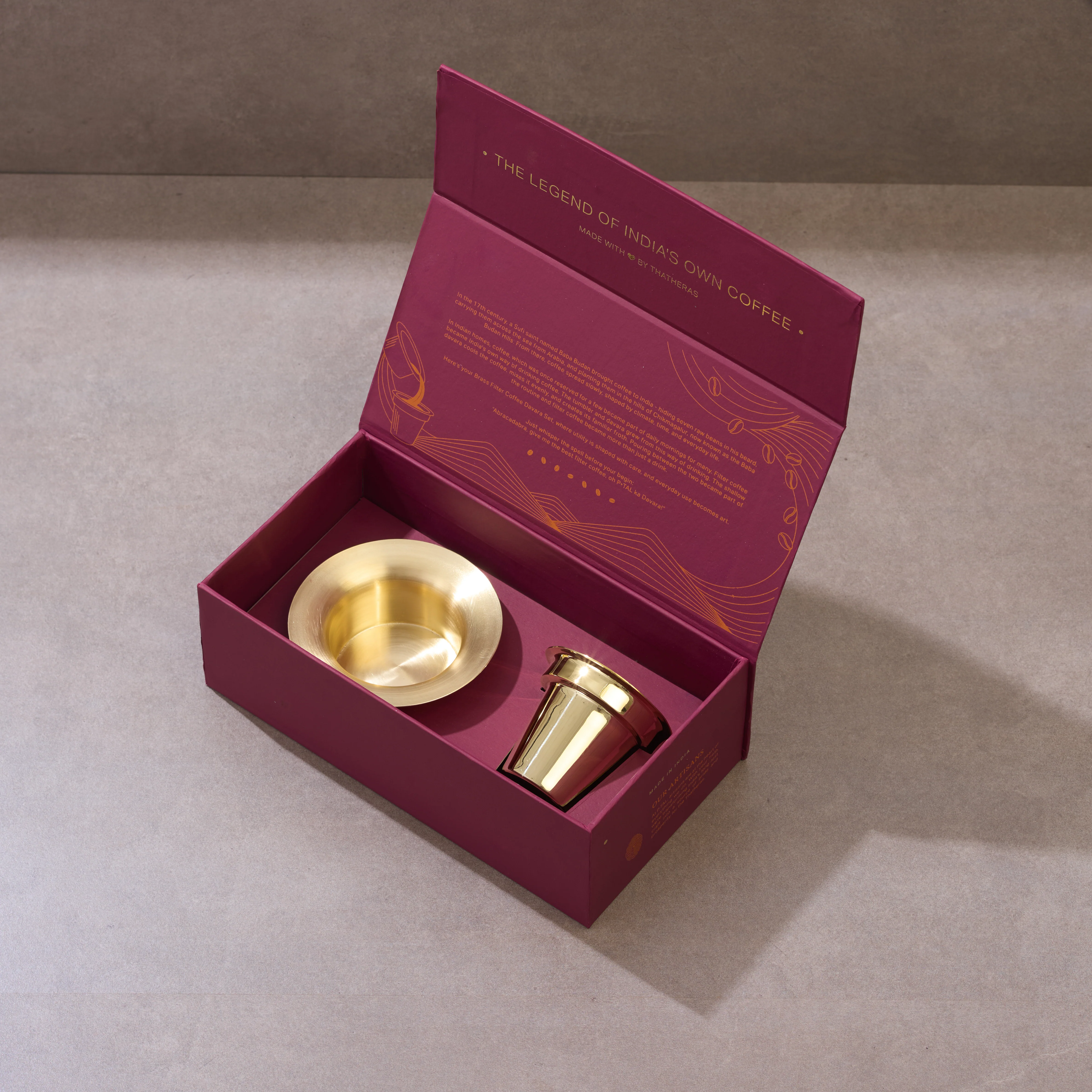 Brass Davara Coffee Serving set in Gift Box (Set of 2) - Image 9