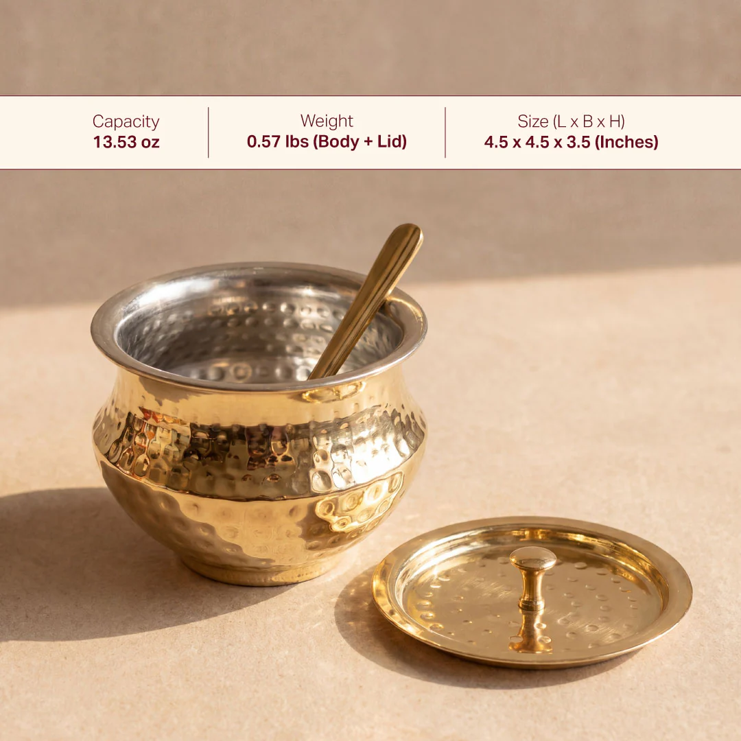 Brass Ghee Pot With Tin Coating - Image 3