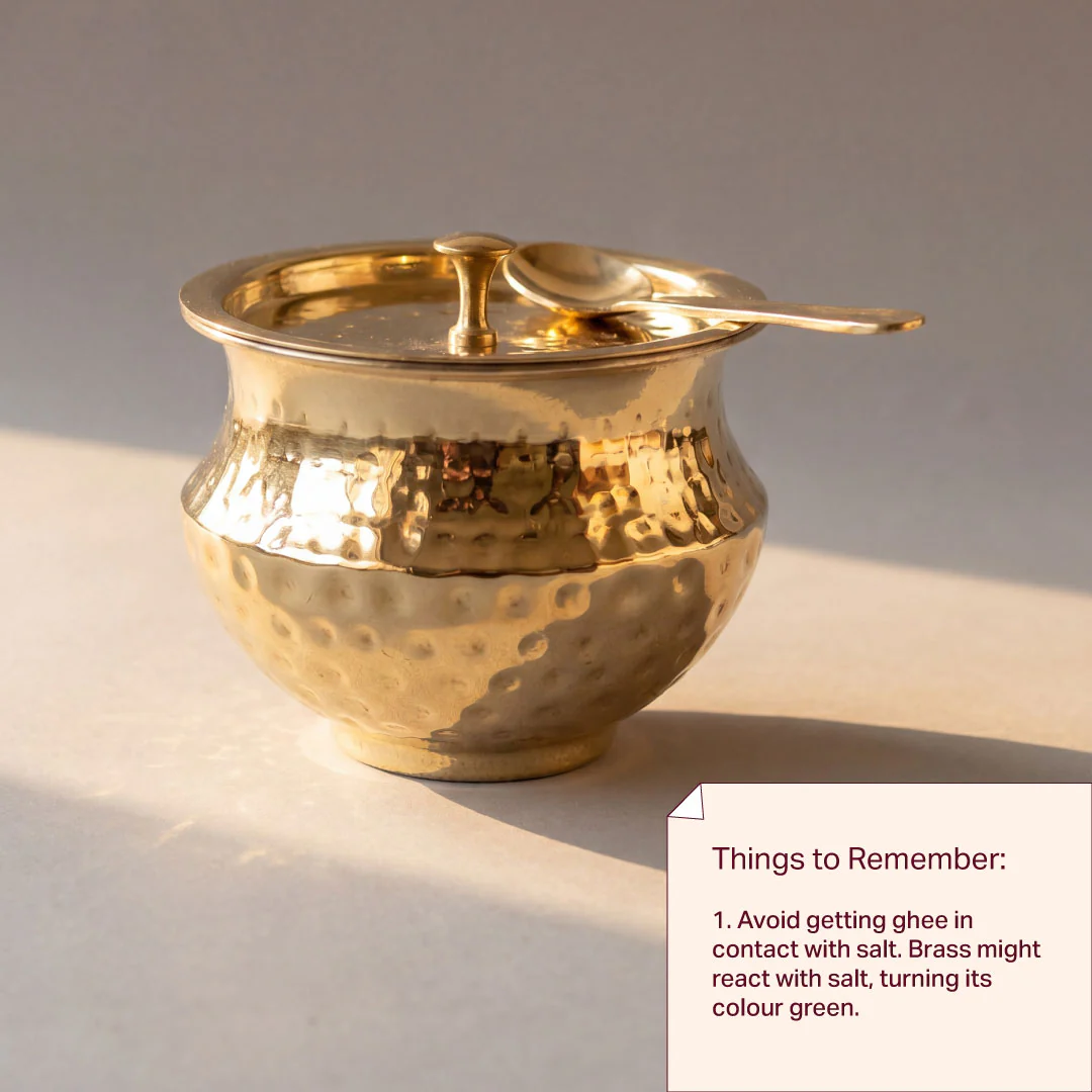 Brass Ghee Pot With Tin Coating - Image 4