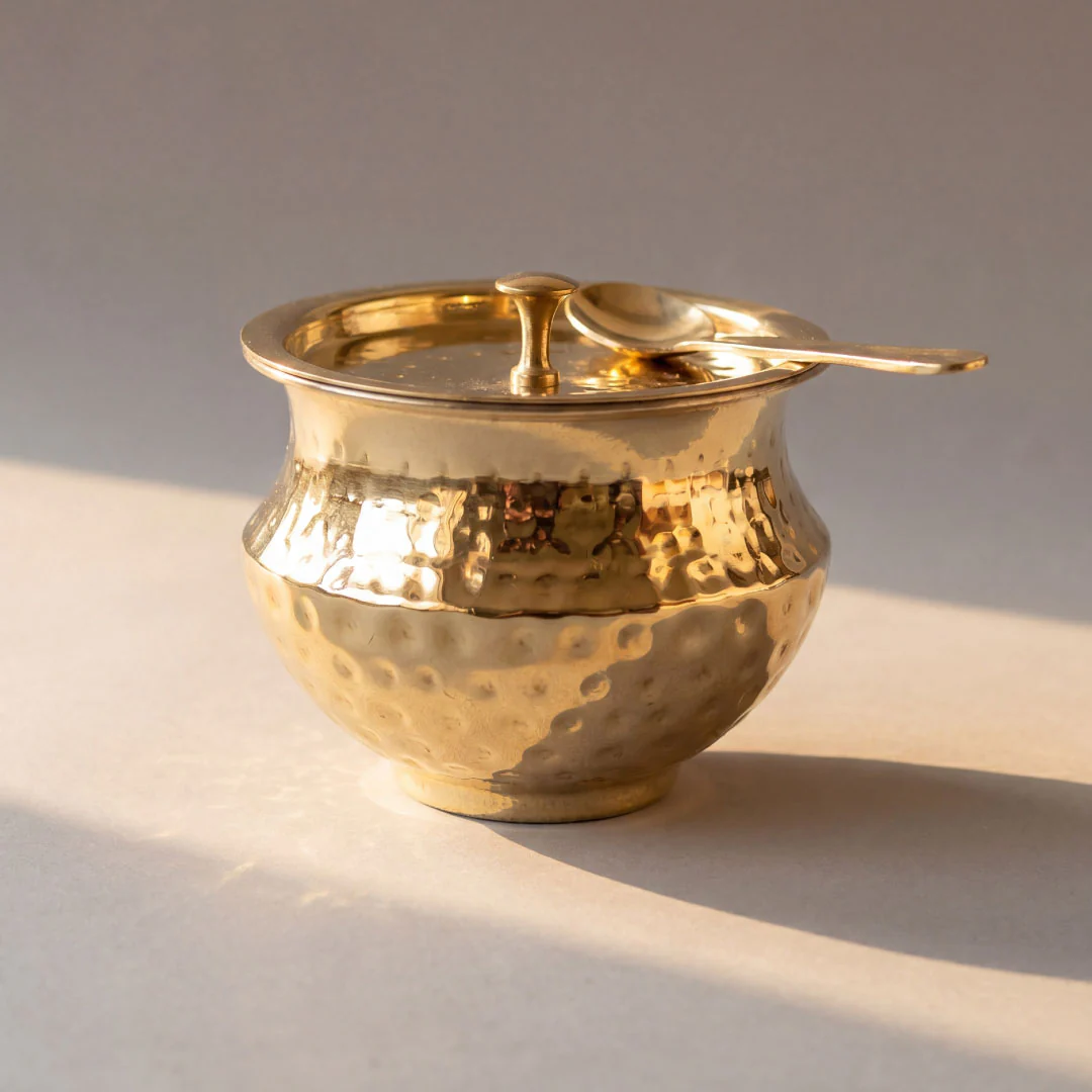 Brass Ghee Pot With Tin Coating - Image 7