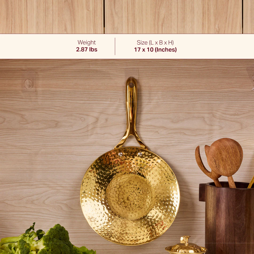 Brass Roti Tawa with Insulated steel base with golden PVD coating handle. Tawa/Griddle Pan - Image 4