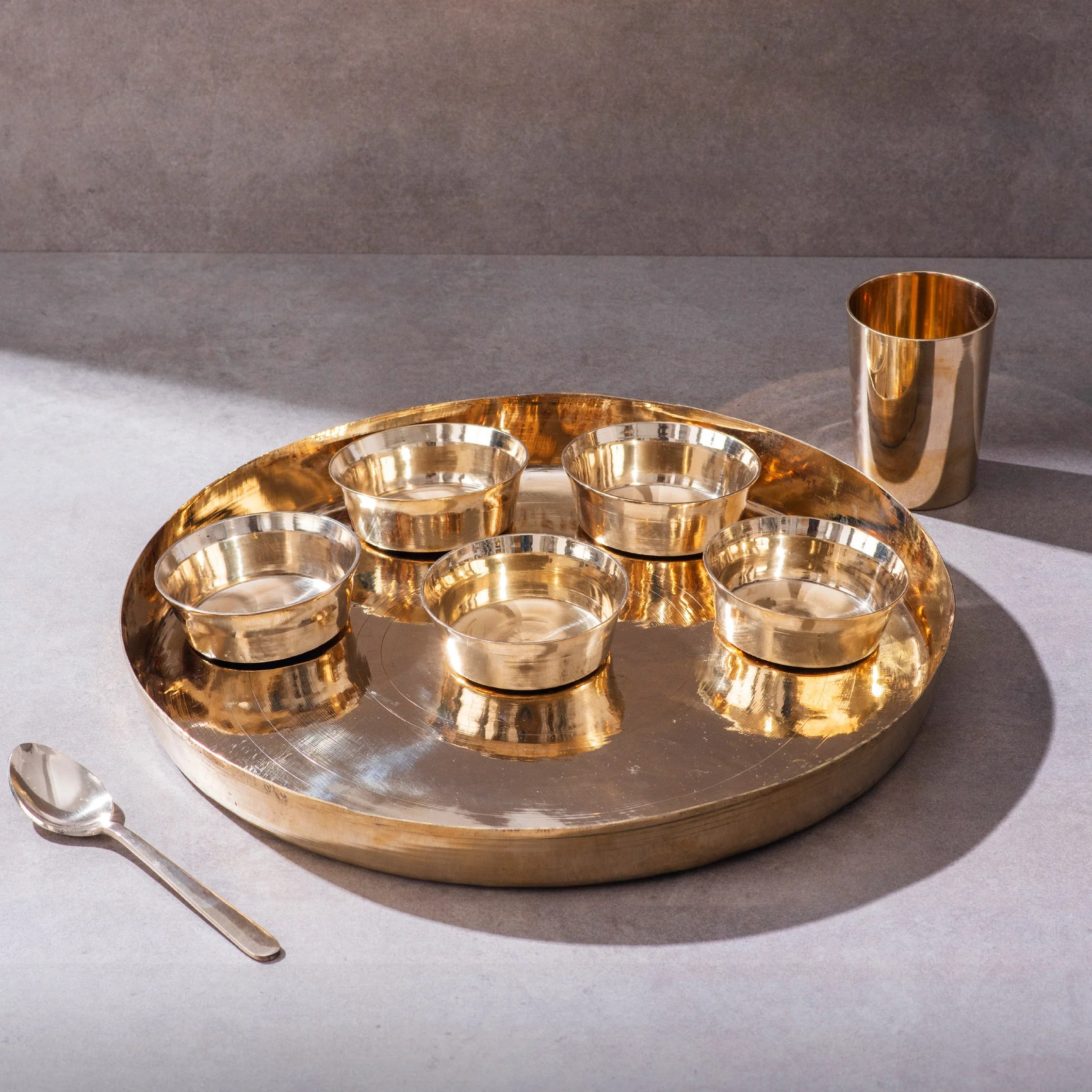 Bronze (Kansa) high hiped plate (Thaali) Set (13.5") - Image 5
