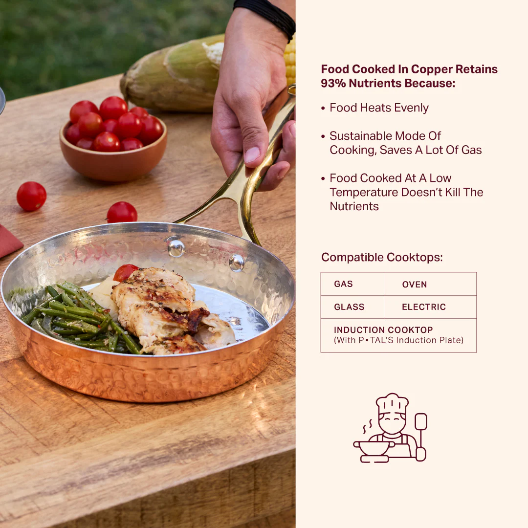 Copper Frypan (Frying Pan) with Insulated Handle - Saute Pan - Image 5