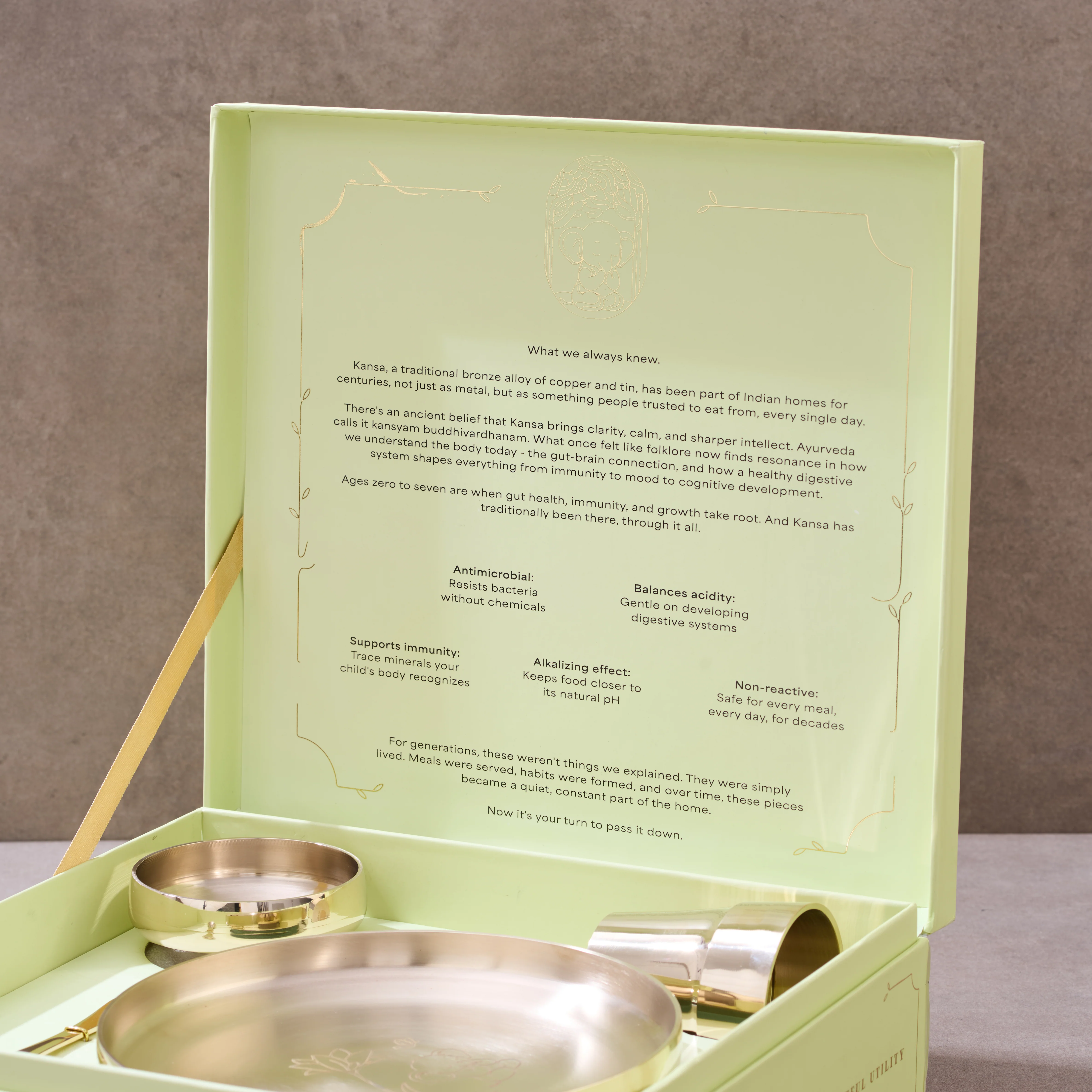 SURU Kids Dinner Set Handcrafted In Pure Kansa (Bronze) - Image 10