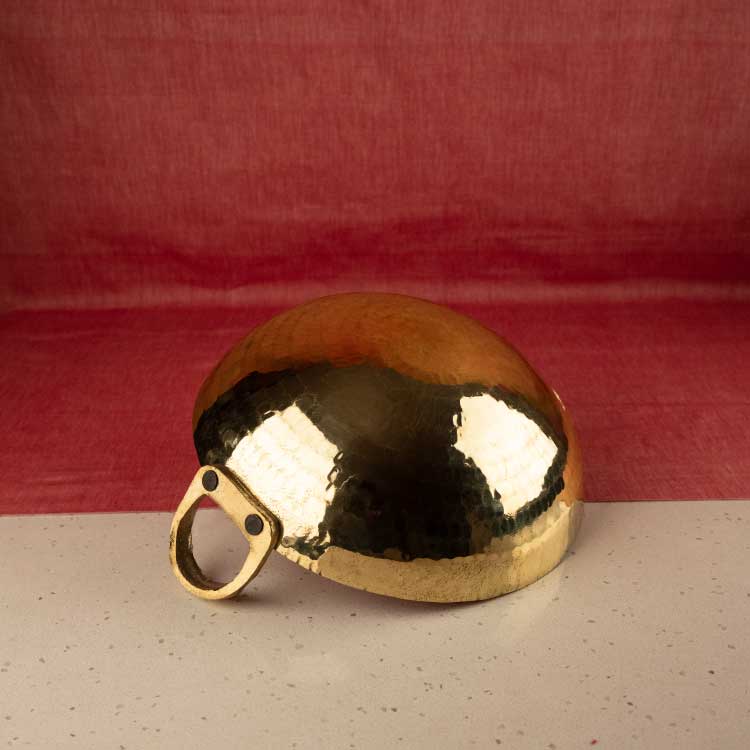 Brass Wok with Glass lid (Circular & Deep cooking/ serving Utensil) - Image 2